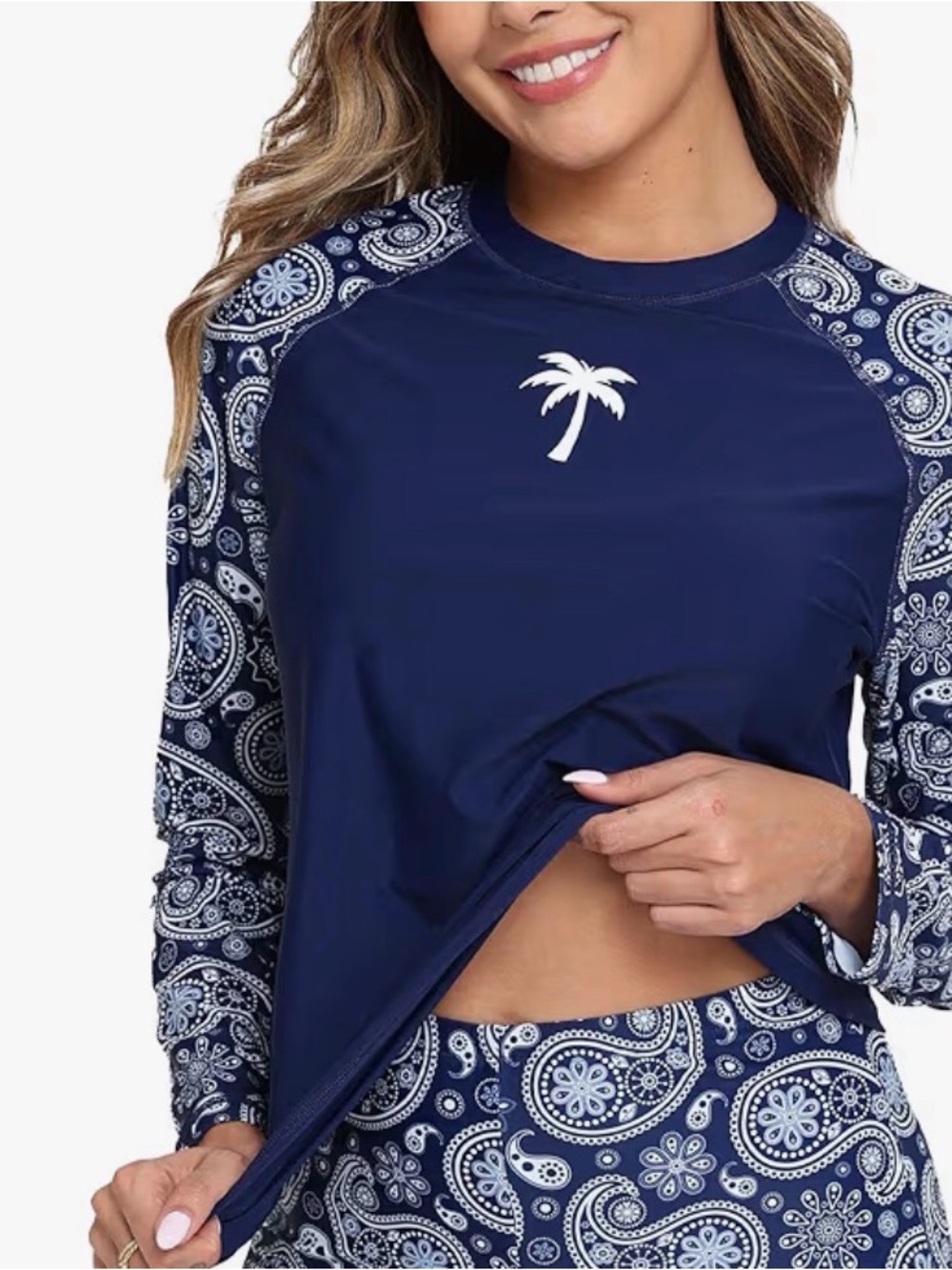 Halcurt Navy Paisley Rash Guard